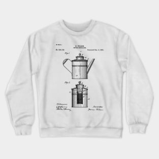 Coffee Patent - Coffee Shop Art - Black And White Crewneck Sweatshirt